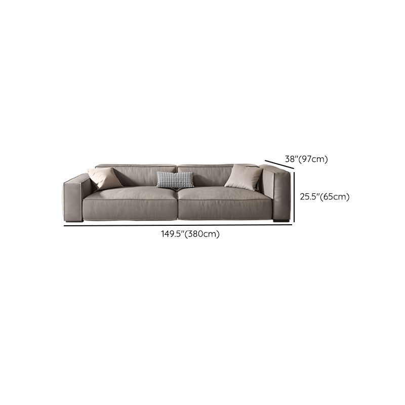 Genuine Leather Sofa Tuxedo Arm Contemporary Living Room Seating