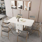 Contemporary Rectangle Dining Table Sintered Stone Drop-Leaf Table with Metal Base for Dining Room Clearhalo ' dining_table' 'Dining Tables & Seating' 'Dining Tables' 'furn' 'furn_dining_table' 'Furniture' 'furniture_dining_table' 'Kitchen & Dining Furniture' 'kitchen&dining_furn' 'kitchen' 'kitchen_dining_table' 1200x1200_8efe9aa2-802b-45e8-bc93-faad3dca4a2c