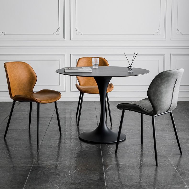 Round Two-Color Dining Table Sintered Stone Table Glam with Tulip Base Clearhalo ' dining_table' 'Dining Tables & Seating' 'Dining Tables' 'furn' 'furn_dining_table' 'Furniture' 'furniture_dining_table' 'Kitchen & Dining Furniture' 'kitchen&dining_furn' 'kitchen' 'kitchen_dining_table' 1200x1200_8f043c3f-5263-44af-b067-1d7f46d607d0