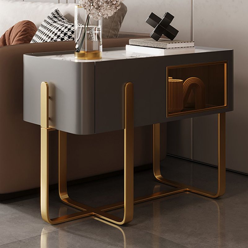 Frame Glam Style Side Table 23.62" Tall Stone Top Side Table with Storage Clearhalo 'Coffee & Accent Tables' 'End & Side Tables' 'end_side_tables' 'furn' 'furn_end_side_tables' 'Furniture' 'Living Room Furniture' 1200x1200_8f044d5c-6d5b-4ecb-a460-ead707762fdf