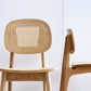 Sillas de comedor de ratán modernas muebles de comedor abiertos con patas de madera en acabado mate