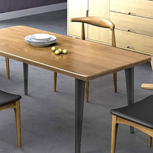 Natural-Brown Solid Wood Dining Table Rectangular Modern Furniture with 4 Legs Clearhalo 'Dining Tables & Seating' 'Dining Tables' 'dining_table' 'furn' 'furn_dining_table' 'Furniture' 'Kitchen & Dining Furniture' 1200x1200_8f06e771-7744-4f12-965d-25514b8c2bde