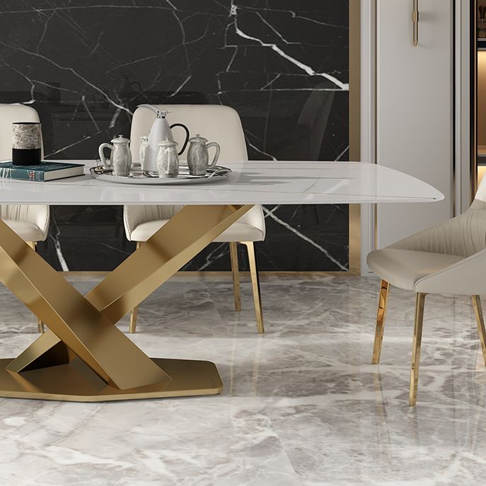 Muebles tradicionales de piedra rectangle de mesa de comedor de lujo con base de pedestal
