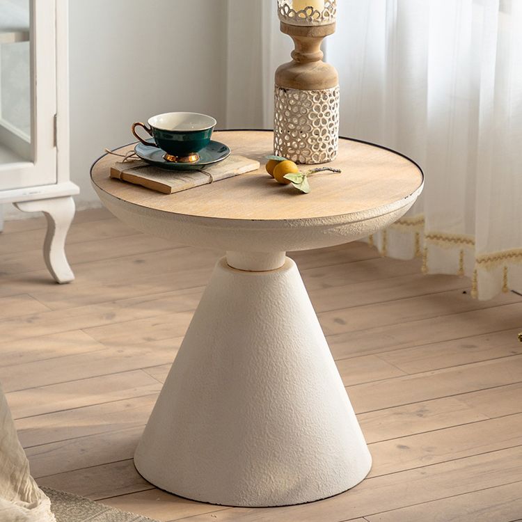Mesa de cóctel envejecida de estilo francés, mesa de centro con pedestal de madera para sala de estar