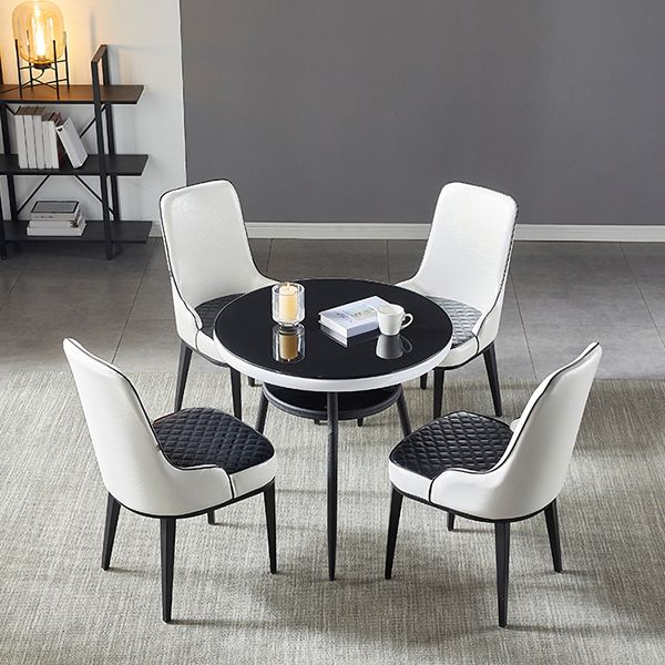 Table à manger stockable de bureau en verre rond moderne pour salle à manger