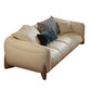 Genuine Leather Loose Back Sofa 31.5" H Beige Tuxedo Arm Sofa
