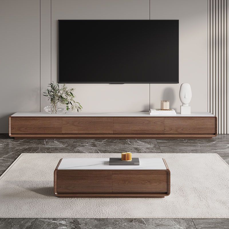Console multimediale per TV contemporanea in legno Porta TV marrone con cassetti
