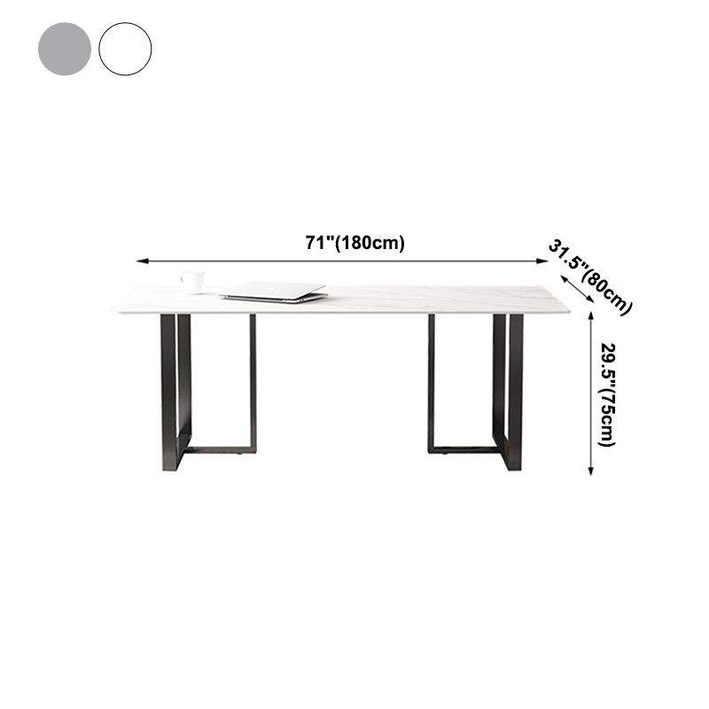 Rectangle Double Pedestal Industrial Table Fixed Table with Sintered Stone Clearhalo ' dining_table' 'Dining Tables & Seating' 'Dining Tables' 'furn' 'furn_dining_table' 'Furniture' 'furniture_dining_table' 'Kitchen & Dining Furniture' 'kitchen&dining_furn' 'kitchen' 'kitchen_dining_table' 1200x1200_8f0e0d1e-e068-4702-a9c4-428af2069b4b