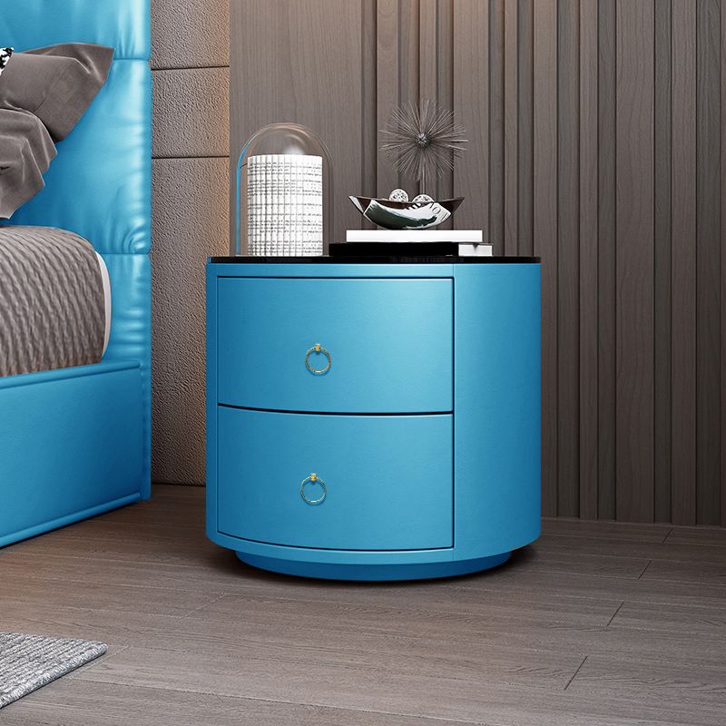 Glamernte Nachttisch mit 2 Schublade 16,5 Zoll hohen Leder-Nachttisch