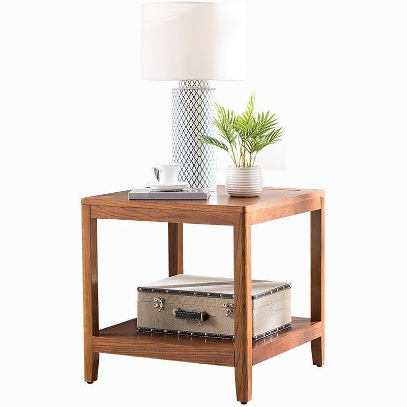 Table de l'extrémité en bois tradiculal Table d'appoint canapé à double niveau pour le salon