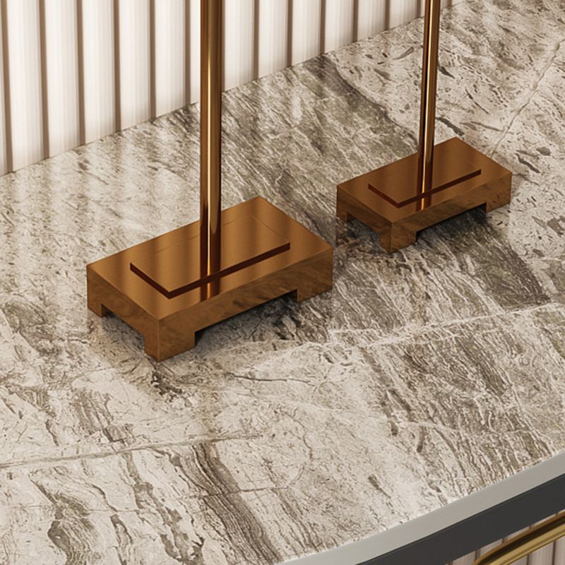 31.5" Tall Stone Console Accent Table Half Moon End Table with Shelf