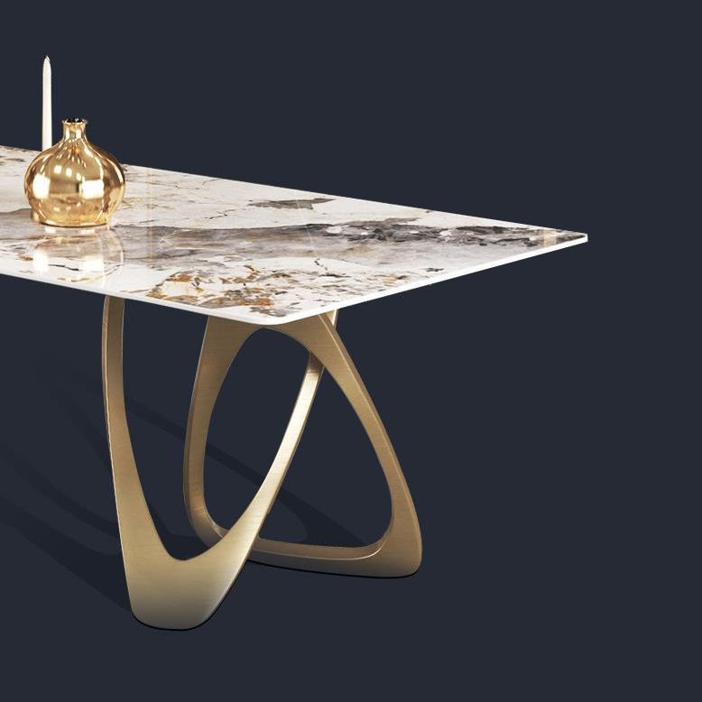 Set di dinette glam beige per casa 1/4/5/7 pezzi set da pranzo in pietra