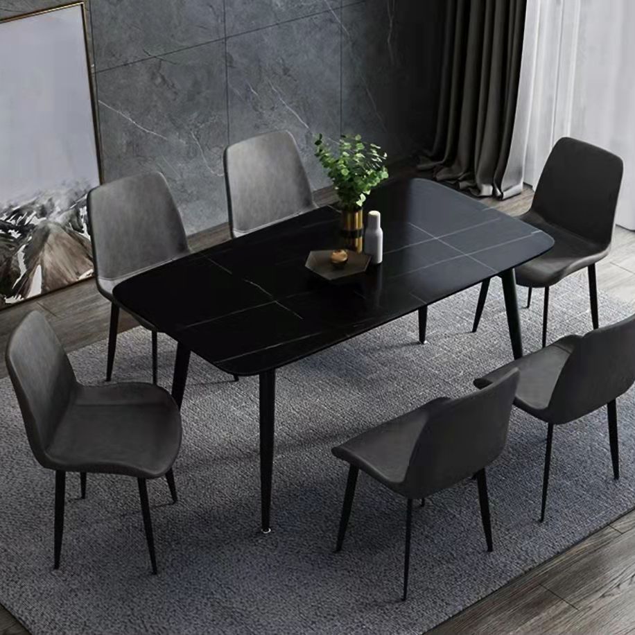 Modern Dining Table with Solid Back Chairs 1/4/6/7 Pieces Dinette Set Clearhalo 'Dining Room Sets' 'Dining Tables & Seating' 'dining_room_set' 'furn' 'furn_dining_room_set' 'Furniture' 'Kitchen & Dining Furniture' 1200x1200_8f140f02-9ea7-4eba-981c-4324f88889f6