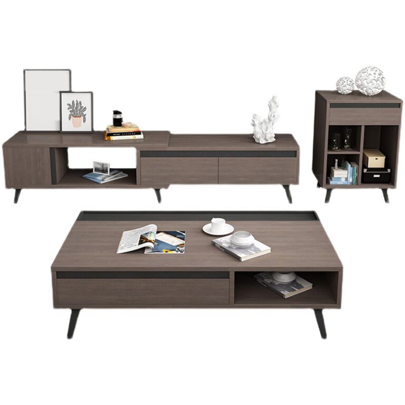 Modern 4 Legs Rectangle Cocktail Table in Wood with a Drawers Clearhalo 'Coffee & Accent Tables' 'Coffee Tables' 'coffee_tables' 'furn' 'furn_coffee_tables' 'Furniture' 'Living Room Furniture' 1200x1200_8f15f82f-0542-416f-bcf8-034eb4cb8865