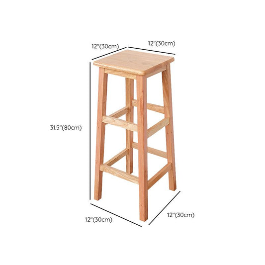 Sedia a barre in legno massiccio senza schienale quadrato sedia in legno industriale con 4 gambe