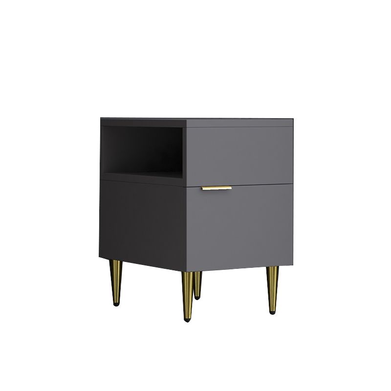 Mesa de noche de madera de imitación glamorosa de 18 pulgadas H Mesa de 1 cortavadora en gris/blanco