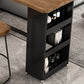 Bistro-Bartisch im industriellen Stil, rechteckiger Massivholz-Bartisch mit Stauraum