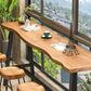 Brown Modern Style Table Solid Wood and Iron Balcony Bar Table Clearhalo 'Bar Furniture' 'Bar Tables' 'bar_tables' 'furn' 'furn_bar_tables' 'Furniture' 'furniture_bar_tables' 'Kitchen & Dining Furniture' 1200x1200_8f2092b4-8b78-4f4e-a127-a1d38f35484d