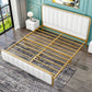 Iron Frame Standard Bed with Rectangular Panel Headboard and Metal Legs