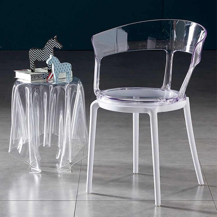 Contemporary Plastic Restaurant Side Chair Clear Open Back Dining Chair Clearhalo ' kitchen&dining_furn' 'Dining Chairs' 'Dining Tables & Seating' 'dining_chair' 'furn' 'furn_dining_chair' 'Furniture' 'furniture_dining_chair' 'Kitchen & Dining Furniture' 'kitchen' 1200x1200_8f22e1d7-9430-4b8c-b1b4-1550436ed1a7