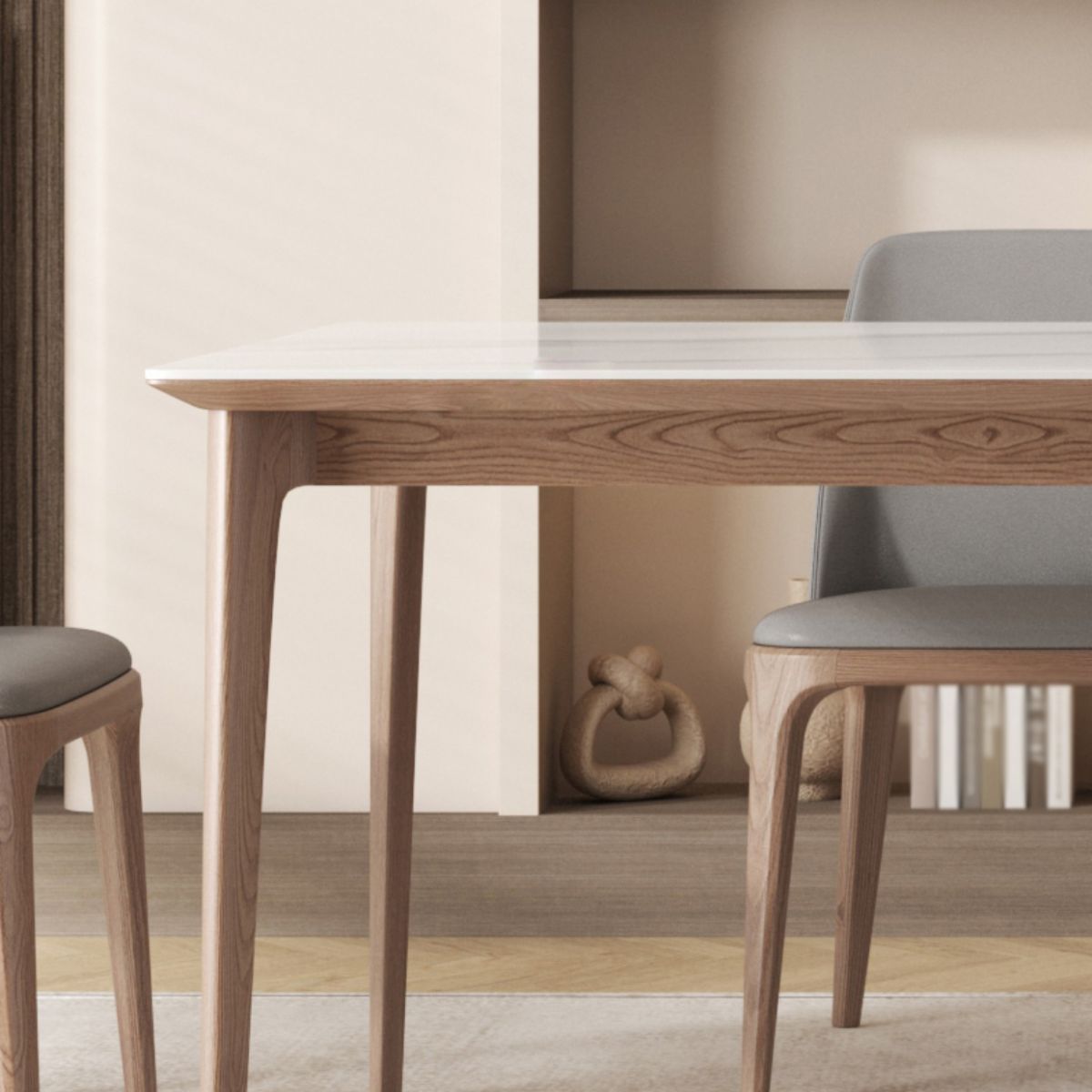 Modern 1/4/5/6/7 Pieces Dining Set Sintered Stone Dining Table Set with Wood Legs for Home Clearhalo 'Dining Room Sets' 'Dining Tables & Seating' 'dining_room_set' 'furn' 'furn_dining_room_set' 'Furniture' 'furniture_dining_room_set' 'Kitchen & Dining Furniture' 'kitchen&dining_furn' 'kitchen' 1200x1200_8f23ed8a-ece0-4a21-9175-89c798214dd6