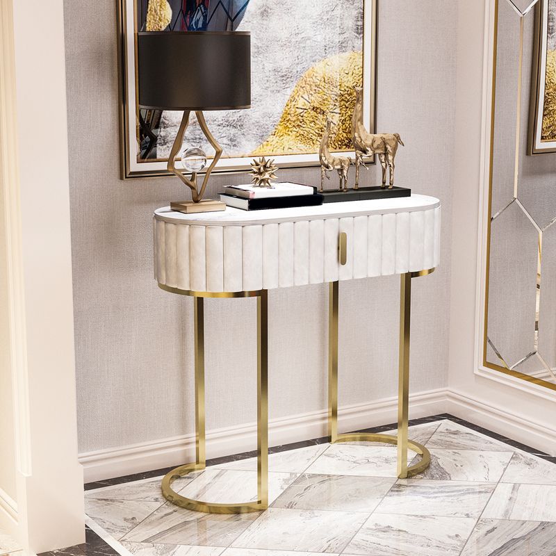 Mesa de consola de mármol oval de la mesa de acento de marco Ironcraft para el salón