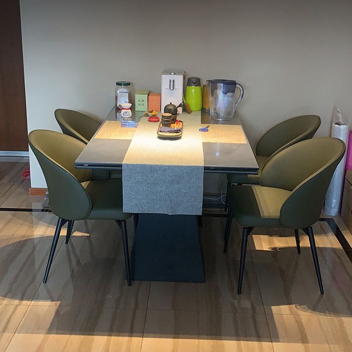 Solid Back Armless Chair Industrial Design PU Leather Dining Chairs Clearhalo 'Dining Chairs' 'Dining Tables & Seating' 'dining_chair' 'furn' 'furn_dining_chair' 'Furniture' 'Kitchen & Dining Furniture' 1200x1200_8f24cfef-2c8d-40c7-aafe-ee55fdad29dc