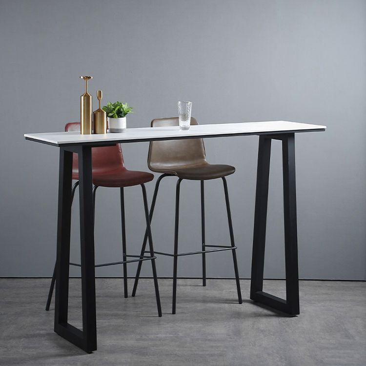 Industrial Rectangle Indoor Bar Dining Table White Stone Bistro Table Fixed Table Clearhalo 'Bar Furniture' 'Bar Tables' 'bar_tables' 'furn' 'furn_bar_tables' 'Furniture' 'furniture_bar_tables' 'Kitchen & Dining Furniture' 'kitchen&dining_furn' 'kitchen' 1200x1200_8f25383c-3291-4cb2-8af2-8eb15a95606c