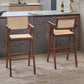 Contemporary 43.3-inch Armed Bar Stools with Solid Wood Base