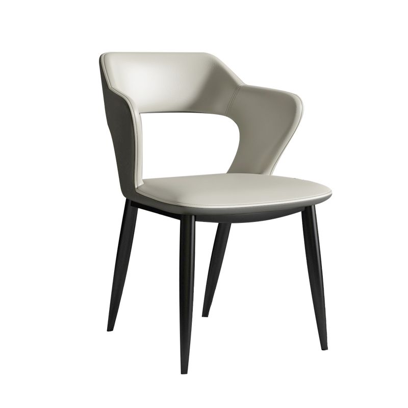 Contemporary Dining Arm Chair Matte Finish Leather Curved Open Back Chair Clearhalo ' kitchen&dining_furn' 'Dining Chairs' 'Dining Tables & Seating' 'dining_chair' 'furn' 'furn_dining_chair' 'Furniture' 'furniture_dining_chair' 'Hogar' 'Kitchen & Dining Furniture' 'kitchen' 'Mesa de Comedor y Asientos' 'Mueble de Cocina y Comedor' 'Muebles' 'Silla de Cocina / Comedor' 1200x1200_8f265e36-9df6-4b3d-ba29-21422a34097c