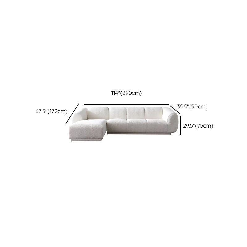 Divano di lana minimalista con chaise in bianco divano in tessuto da 29,1 "H