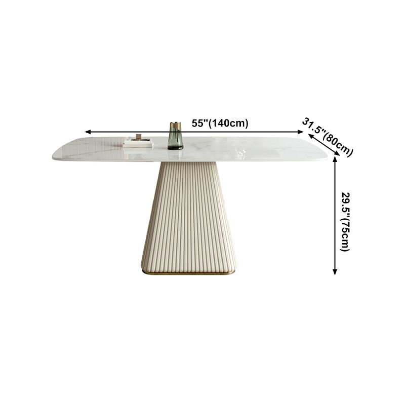 Traditional Luxury Dining Table White Rectangle Sintered Stone Table with Pedestal Base Clearhalo ' dining_table' 'Dining Tables & Seating' 'Dining Tables' 'furn' 'furn_dining_table' 'Furniture' 'furniture_dining_table' 'Kitchen & Dining Furniture' 'kitchen&dining_furn' 'kitchen' 'kitchen_dining_table' 1200x1200_8f275bf2-c01e-4e94-891c-d8b476ad077b