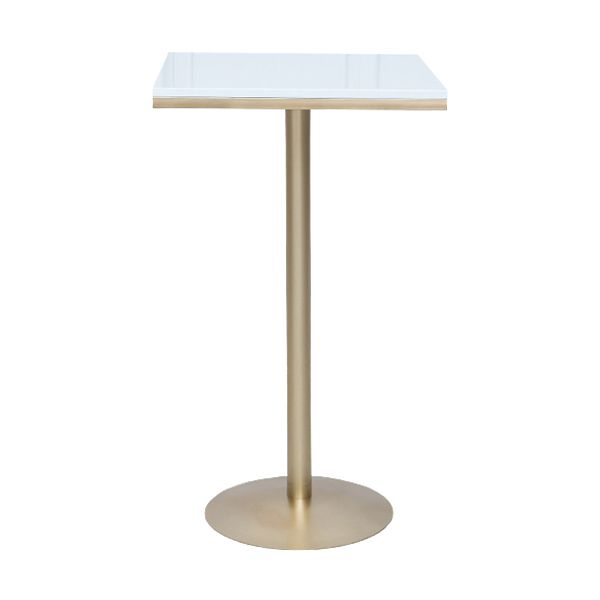 Bartisch aus massivem Holz, Gold- und Metallbasis, Bartisch für Küche, Wohnzimmer, Kaffeezimmer