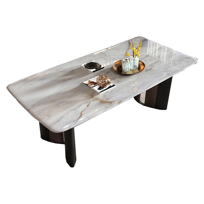 Double Pedestal Dinner Room Kitchen Table Modern Dining Room Table Clearhalo 'Dining Tables & Seating' 'Dining Tables' 'dining_table' 'furn' 'furn_dining_table' 'Furniture' 'Kitchen & Dining Furniture' 1200x1200_8f29c8bc-b9b1-46ec-bc28-2ebff0c65916
