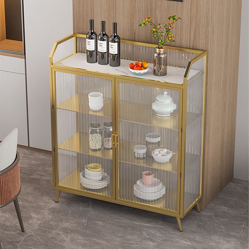 Metal and Glass Sideboard Modern Home Rectangular Side Board with Doors Clearhalo 'buffet_sideboard' 'Buffets & Sideboards' 'furn' 'furn_buffet_sideboard' 'Furniture' 'Kitchen & Dining Furniture' 1200x1200_8f2b86d3-cfab-455c-90e1-108f6bf6a11c