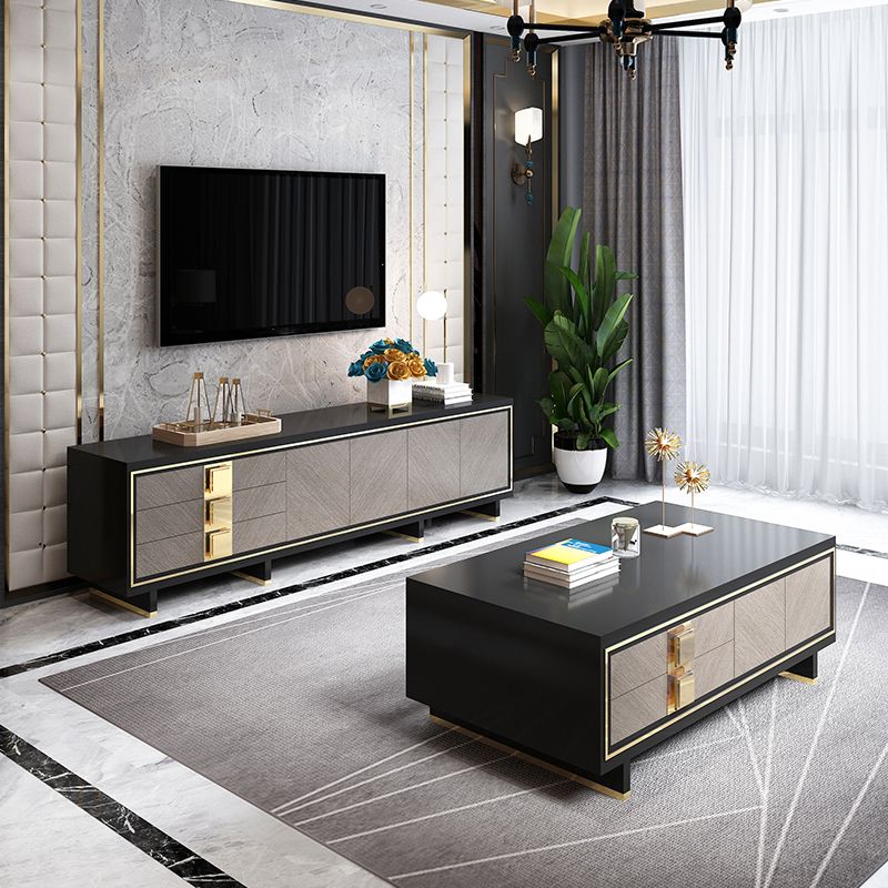 Luxury Black Enclosed TV Storage Home Rectangle Glass TV Cabinet Clearhalo 'furn' 'furn_tv_stands_entertainment_centers' 'Furniture' 'Living Room Furniture' 'TV Stands & Entertainment Centers' 'TV Stands & Media Storage Furniture' 'tv_stands_entertainment_centers' 1200x1200_8f2f34b8-0336-46b0-8f7b-38bca5259158