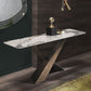 16 inch Wide Modern Accent Table Rectangle Shape Stone Console Table for Hall
