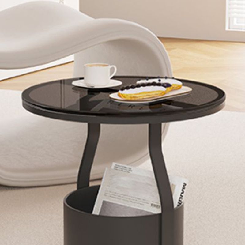 Modern 19.68-inch Tall Metal Abstract Side Table Round Top End Table with Storage Clearhalo 'Coffee & Accent Tables' 'End & Side Tables' 'end_side_tables' 'furn' 'furn_end_side_tables' 'Furniture' 'Living Room Furniture' 1200x1200_8f30bc44-2099-41d1-83a0-4db356730c96