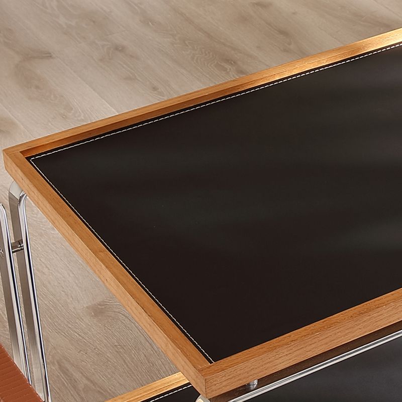 Tavolo di accento lato divano moderno in acciaio e legno massiccio con scaffale