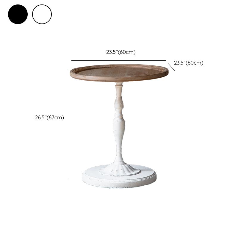 Table d'extrémité en bois massif de forme ronde avec table d'angle de base en métal pour le salon