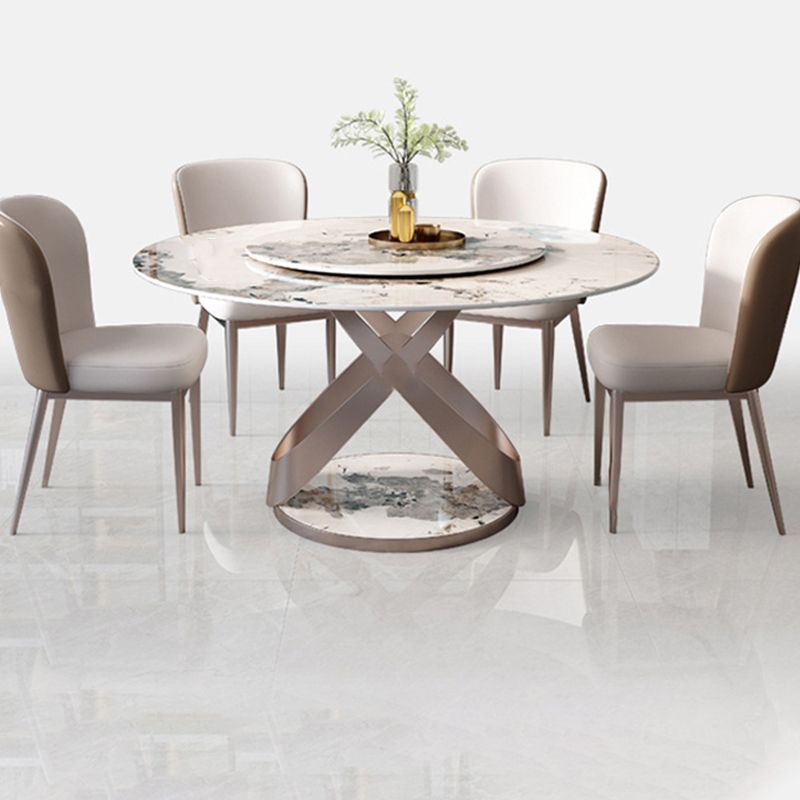 Stone Top Dining Table Round Contemporary Table with Pedestal Base without Turntable Clearhalo ' dining_table' 'Dining Tables & Seating' 'Dining Tables' 'furn' 'furn_dining_table' 'Furniture' 'furniture_dining_table' 'Kitchen & Dining Furniture' 'kitchen&dining_furn' 'kitchen' 'kitchen_dining_table' 1200x1200_8f33cf05-87a2-4607-bded-243257958490