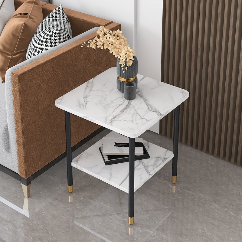 Tavolo da parte superiore in ardesia quadrata contemporanea Metal 4 gambe laterale
