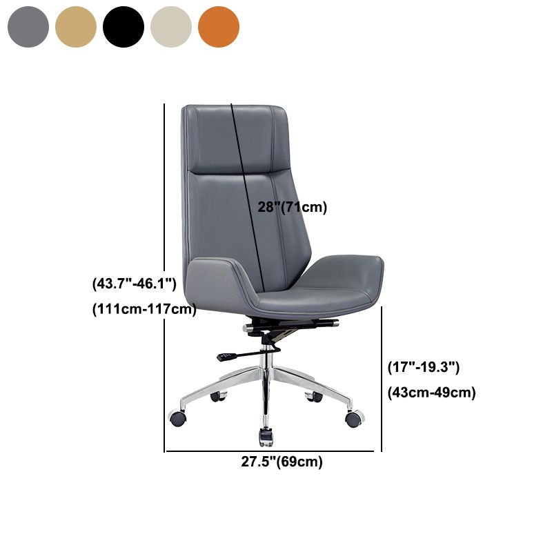 Executive Swivel Office Chair with High Back Chrome Metal Frame Modern Task Chair Clearhalo 'Furniture' 'furniture_office_chair' 'Office Chairs' 'Office Furniture' 'office_chair' 1200x1200_8f3632a4-4a1f-498e-9b5a-2690faf8ea9e