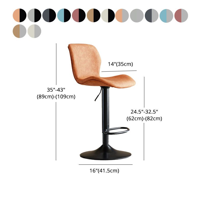 Contemporary Swivel Adjustable Height Stool Matte Finish Leather Barstool Clearhalo 'Bar Furniture' 'Bar Stools' 'bar_stools' 'furn' 'furn_bar_stools' 'Furniture' 'furniture_bar_stools' 'Kitchen & Dining Furniture' 1200x1200_8f3973de-ac3a-488c-bbdc-8eb3e440cd58