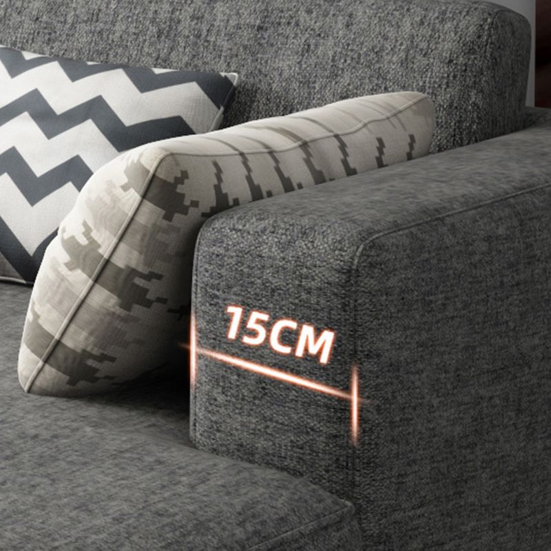 Blu/grigio braccio quadrato a 4 posti sezionale in tessuto sciolto