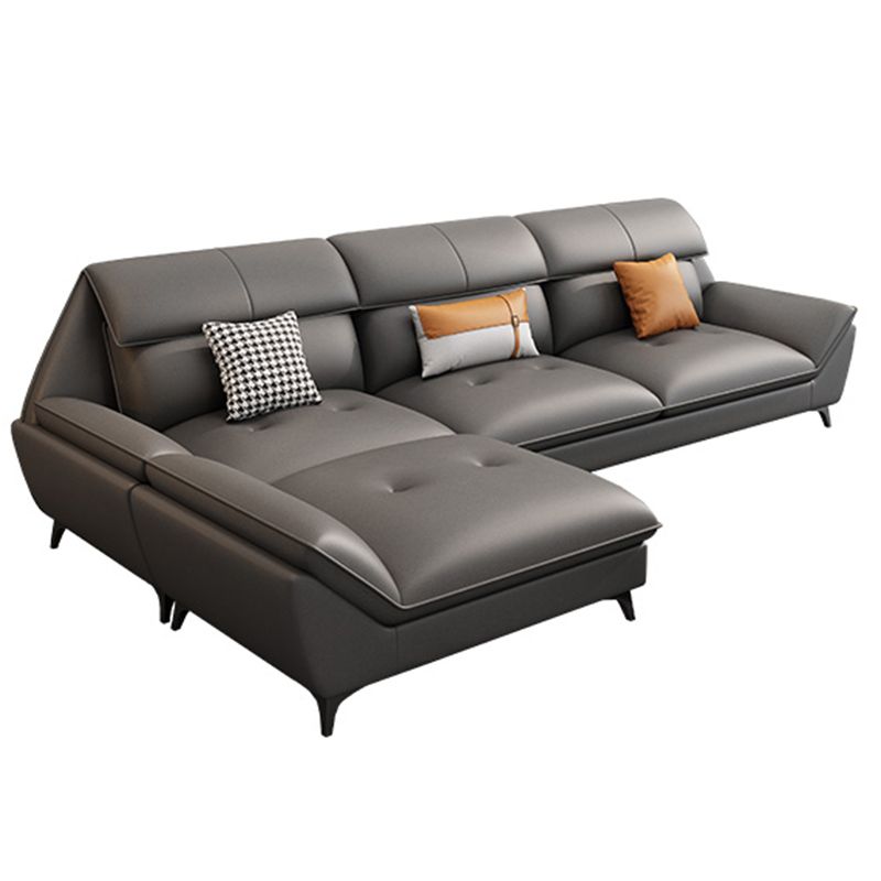 37,79 "Sofa sectionnel gris de haut gris canapé modulaire en cuir avec coussin arrière