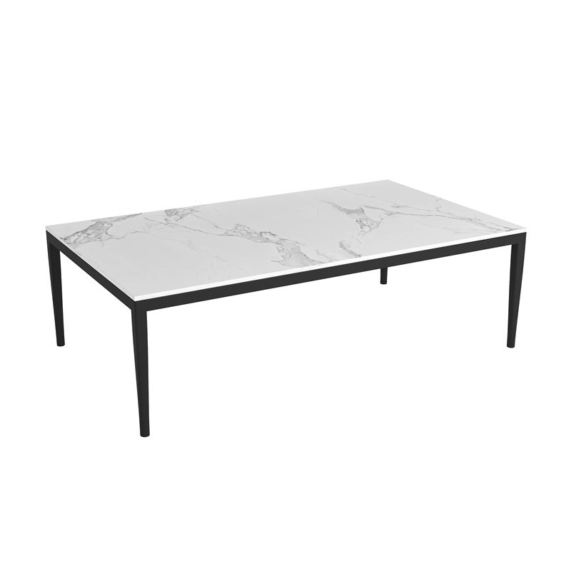 Glam Style White/black/grey Rock Slate Top Metal Base Coffee Table