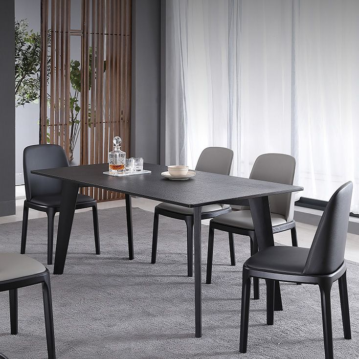 Rectangle 4 Legs Industrial Table Black Fixed Table of Sintered Stone Clearhalo ' dining_table' 'Dining Tables & Seating' 'Dining Tables' 'furn' 'furn_dining_table' 'Furniture' 'furniture_dining_table' 'Kitchen & Dining Furniture' 'kitchen&dining_furn' 'kitchen' 'kitchen_dining_table' 1200x1200_8f3e2846-4d8a-41c0-a336-073be046837f