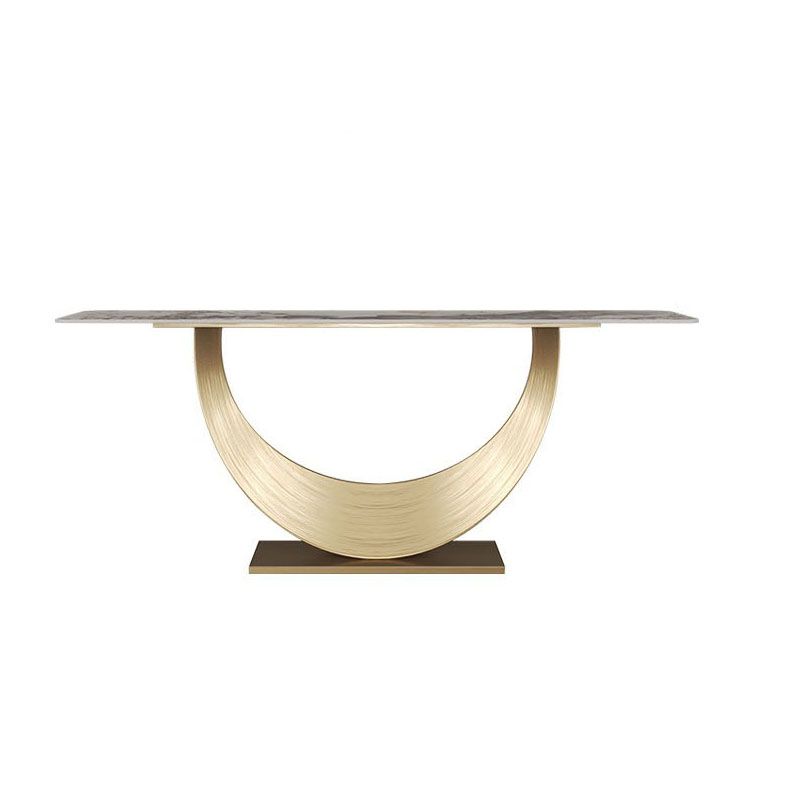 Glam Rectangle Console Accent Table Stone Console Sofa Table for Hall