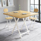 Modern Folding Dining Table Square Wood Top with Metal Legs for Home